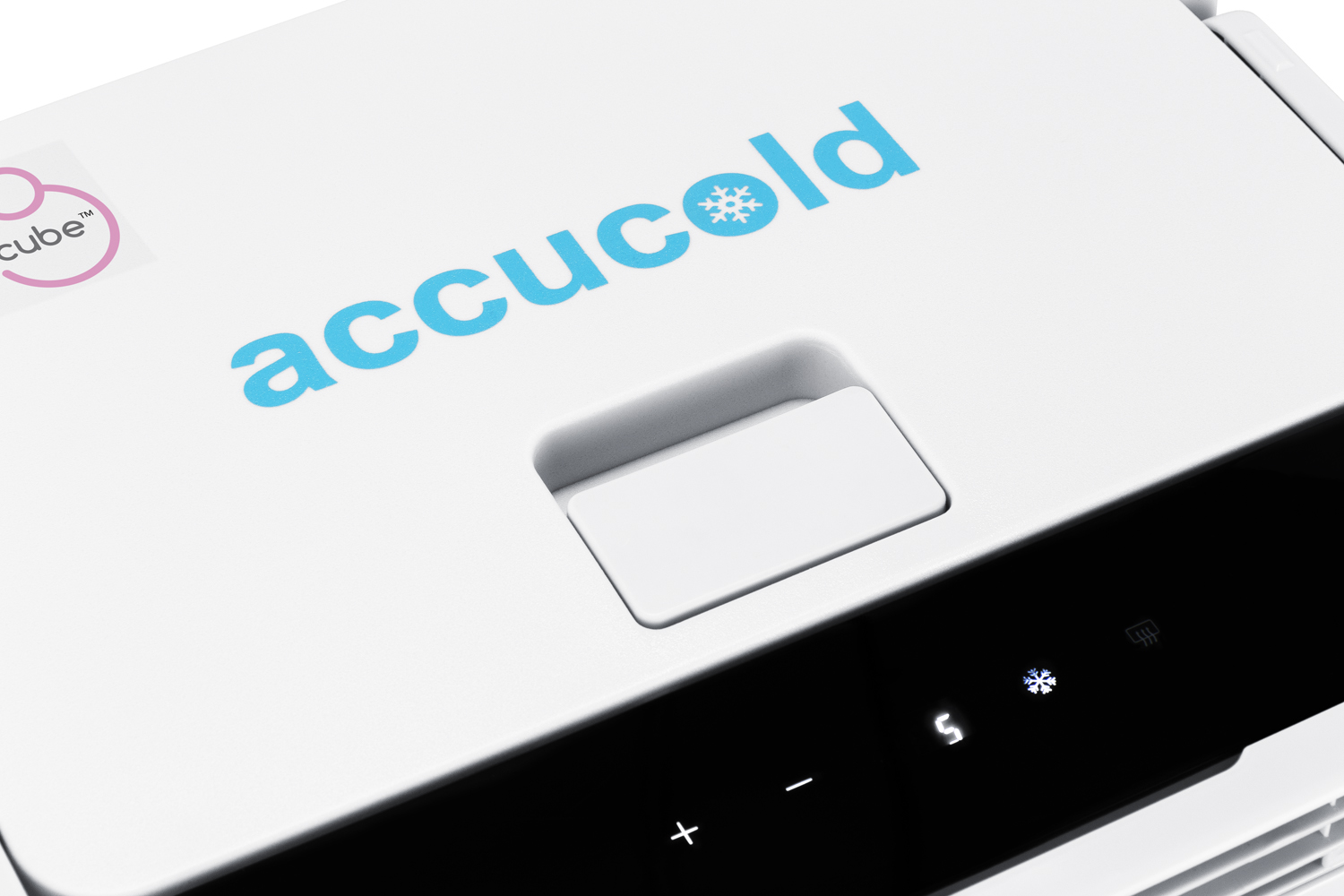 Portable 12V/24V MOMCUBE cooler operates as a refrigerator or freezer for breast milk storage, with AC adapter included